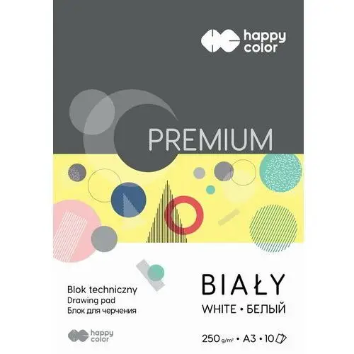 Happy color , blok techniczny a3 250g premium biały, pakiet 10szt