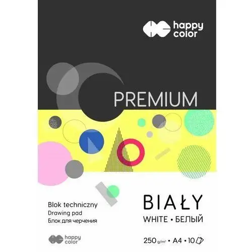 Happy color , blok techniczny a4 250g premium biały, pakiet 20szt