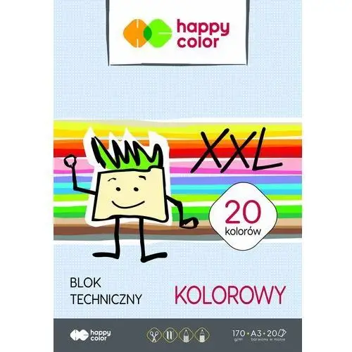 Happy color Blok techniczny xxl kolor szkolny a3 170g 20 kartek 7023