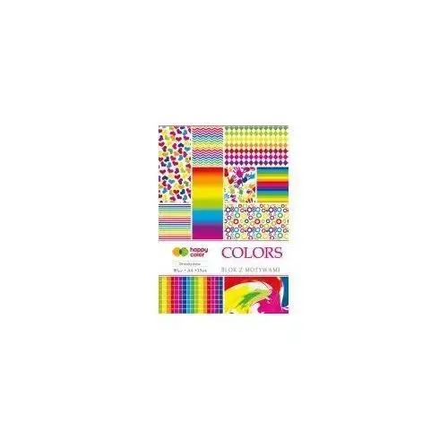 Blok z motywami colors, a4, 80g, 15 arkuszy, 27 motywów Happy color