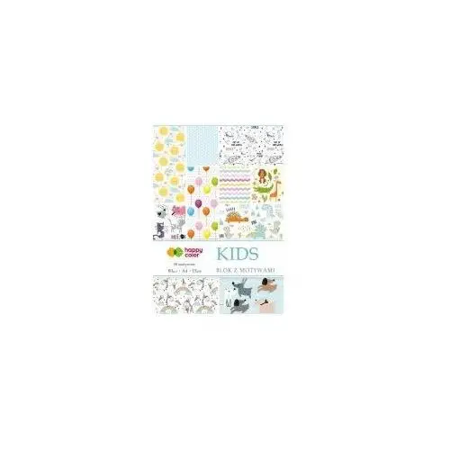 Happy Color Blok z motywami KIDS, A4, 80g, 15 arkuszy, 30 motywów 15 kartek