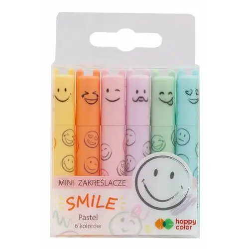 Happy Color, Mini Smile, Zakreślacze Pastelowe, 6 Szt, blister