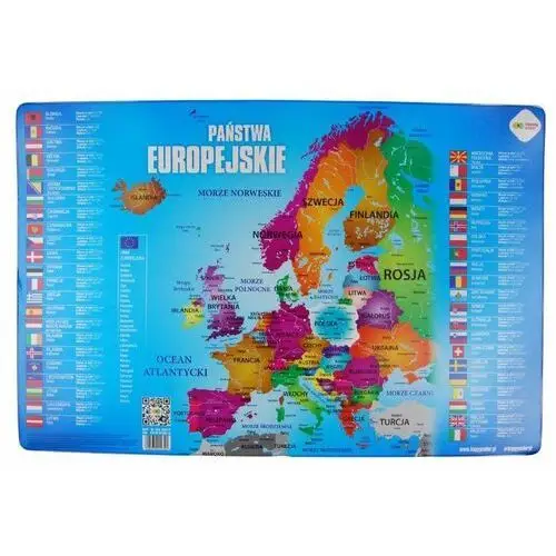 Podkładka na biurko oklejana Mapa Europy Państwa Europejskie Happy Color