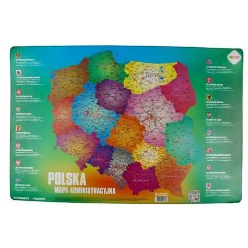 Podkładka na biurko oklejana polska mapa administracyjna Happy color