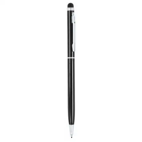 Długopis aluminiowy z touch penem, kolor czarny, wymiary Ø0,8 x 13,6 cm Helloshop