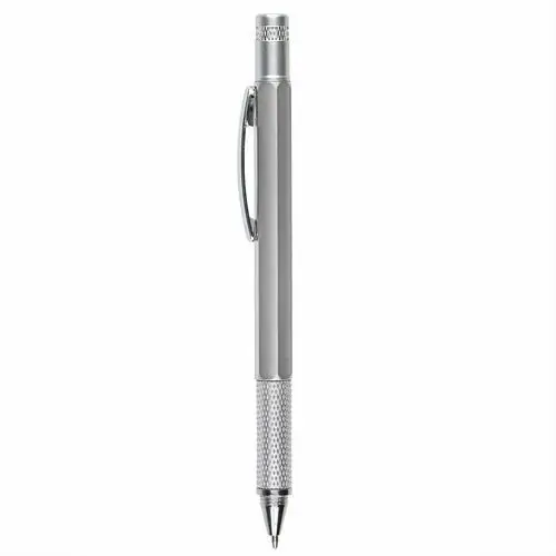 Helloshop Długopis techniczny 4w1 z poziomicą 14,9 cm, abs srebrny