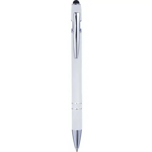 Helloshop Elegancki długopis z touch penem - biały aluminium Ø1,4 x 14,3 cm