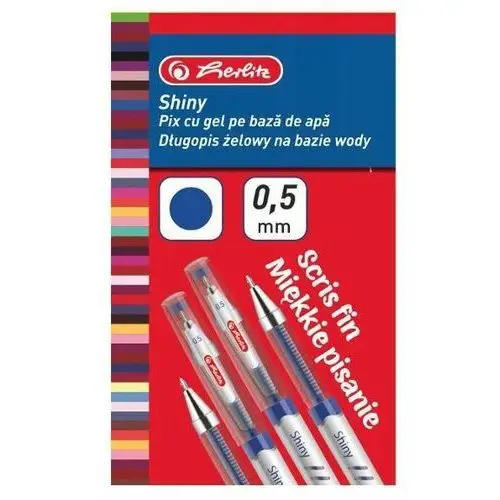 Herlitz [bs] długopis żelowy shiny 0,5 niebieski display 24szt
