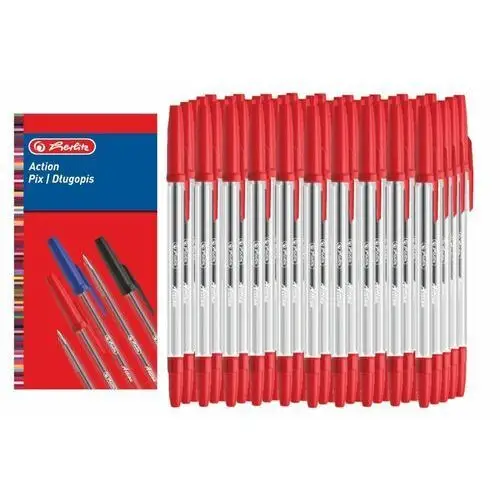 Długopis action pix 0,7mm 50szt czerwony - czerwony Herlitz