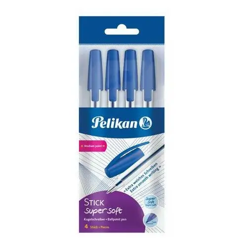 Pelikan, długopis stick super soft k86, niebieski, 4 szt. Herlitz