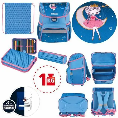 Herlitz Plecak szkolny dla dziewczynki niebieski jednokomorowy z elementami odblaskowymi