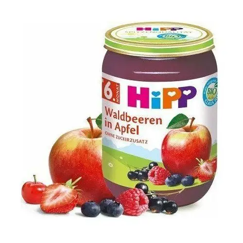 HiPP, Bio, deserek owoce leśne z jabłkiem, 190 g