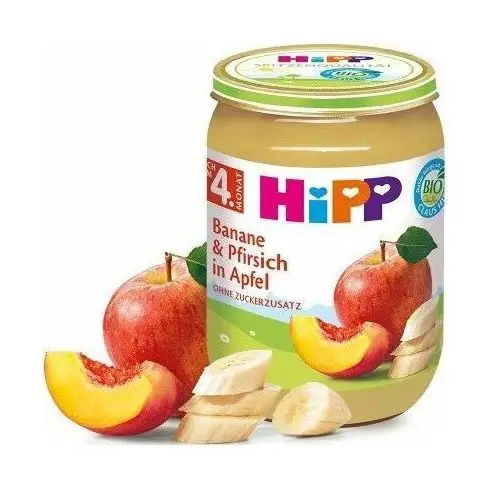 Hipp , bio, deserek z brzoskwiń bananów i jabłek, 190 g