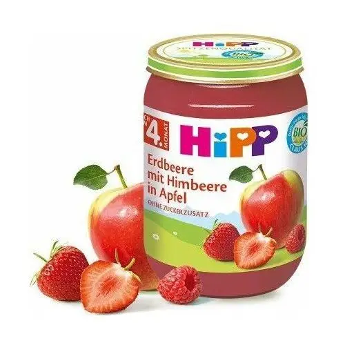 Bio, deserek z truskawek malin i jabłek, 190 g Hipp