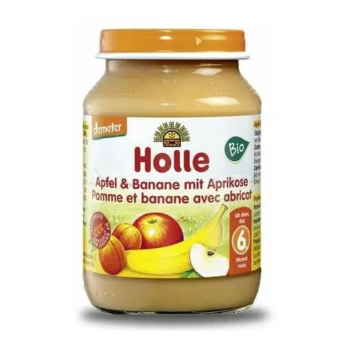 Holle, Bio, deserek jabłka z bananami i morelami, 190 g