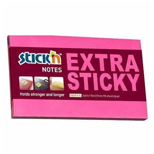 Notes samoprzylepny extra sticky 76x127mm różowy neonowy 90 kartek 21675 Hopax