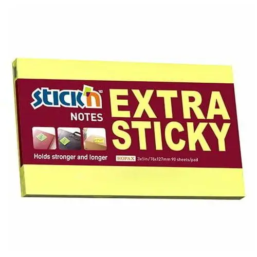 Notes samoprzylepny extra sticky 76x127mm żółty neonowy 90 kartek Hopax 21674