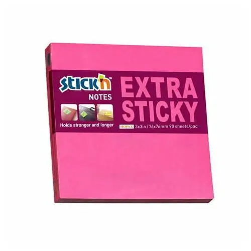 Notes samoprzylepny extra sticky 76x76mm różowy neonowy 90 kartek Hopax 21671