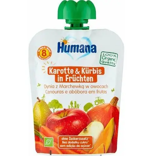 Humana, Organic, mus dynia marchewka i owoce, 90 g