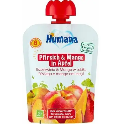 Humana , organic, mus jabłko brzoskwinia mango, 90 g