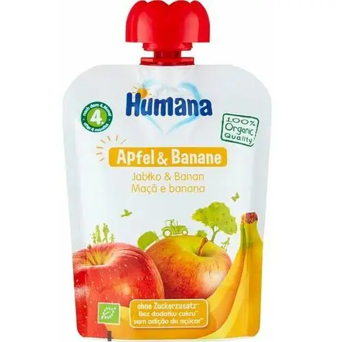Humana , organic, przetarte jabłuszko z bananami, 90 g