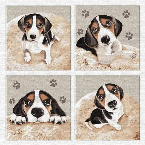 Ideyka Malowanie po numerach dla dzieci 4 obrazy pies