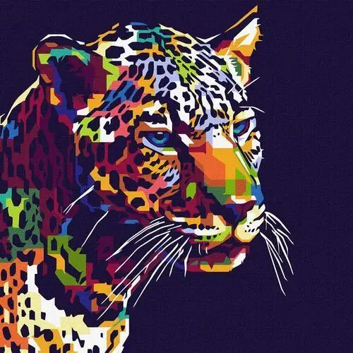 Ideyka Malowanie po numerach. 'jaguar pop-art' 40х40cm