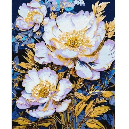 Zestaw do malowania po numerach. 'eleganckie kwiaty z metallic extra farbami' 40x50cm kho3259 Ideyka