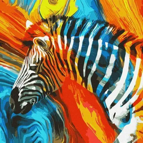 Ideyka Zestaw do malowania po numerach. 'kolorowa zebra' 50х50cm kho4269