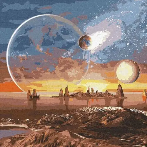 Zestaw do malowania po numerach. 'Kosmiczna pustynia z farbami metalicznymi' 50х50cm KHO9541
