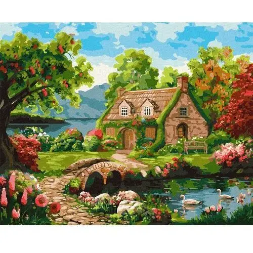 Ideyka Zestaw do malowania po numerach. kwitnący dom ©olena gural 40x50 cm, kho6312