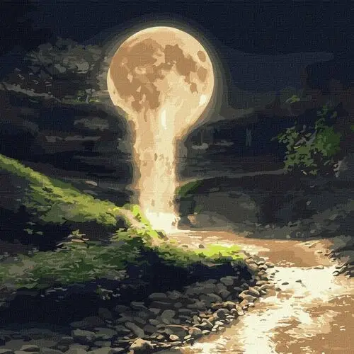 Ideyka Zestaw do malowania po numerach. 'wodospad księżycowy z farbami metalicznymi' 50х50cm kho5033