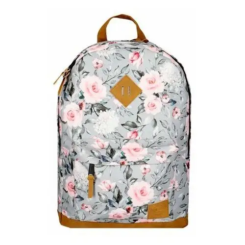 Plecak szkolny dla dziewczynki szary kwiaty dwukomorowy Incood