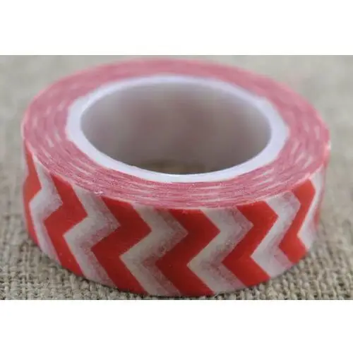 [606015] Taśma washi tape czerwono- biała 10m