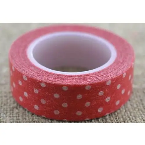 [606016] taśma washi tape czerwona w kropki 10m Inna (inny)