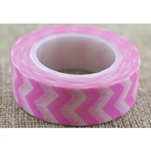 [606021] Taśma washi tape różowo- biała 10m