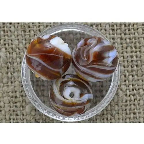 Inna (inny) [90195] koralik lampwork okrągły brązowy 14mm