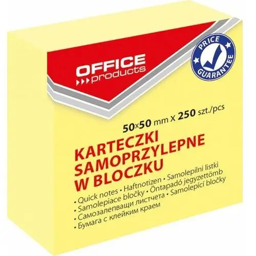 Karteczki samoprzylepne kostka mini jasnożółta OFFICE 50x50 250 karteczek