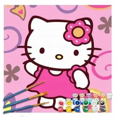 Inna (inny) Obraz malowanie po numerach dla dzieci 4-14 lat 20x20cm z ramą hello kitty