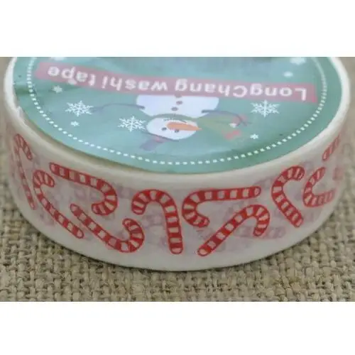 [ś07355] Taśma washi tape biała laski cukrowe 10m