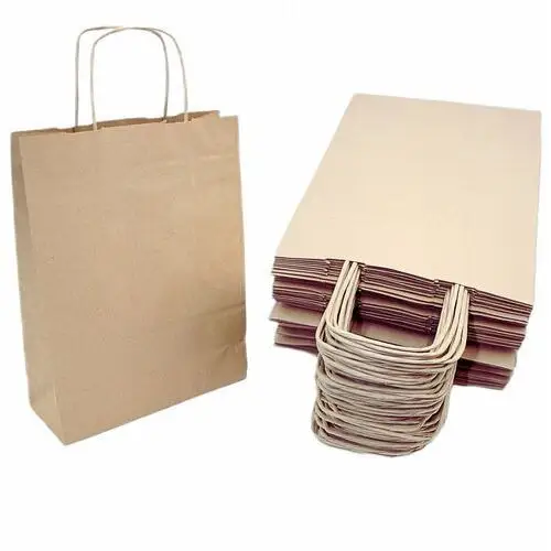 TORBA TOREBKA PAPIEROWA SZARA KLOCKOWA KRAFT 24x11x32 cm 100 sztuk 90g/m2