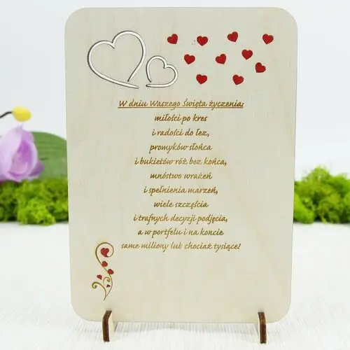Drewniana kartka Pamiątka z okazji Rocznicy Ślubu z życzeniami - MAYA