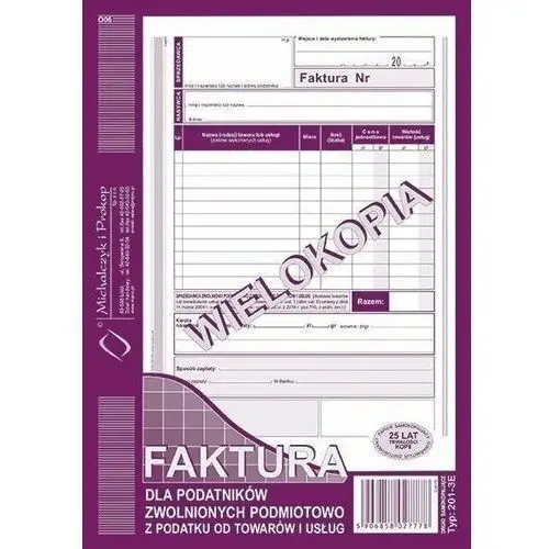 Inny producent Druk faktura dla zw.podm. z podatku od t/u wielokopia art.113 wielokopia a5 201-3e