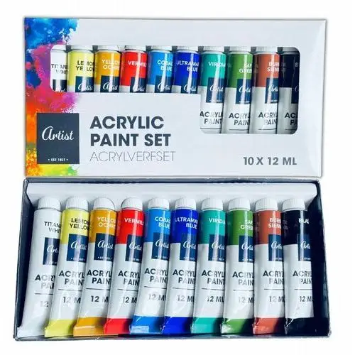 Farby akrylowe zestaw farb akrylowych 10x12ml w tubkach tubce artystyczne Inny producent