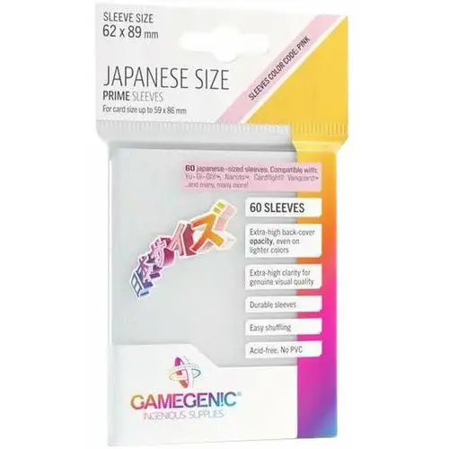 Gamegenic: japanese size prime sleeves (62x89 mm) 60 sztuk, white Inny producent