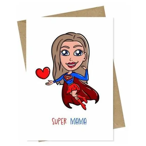 Kartka dla mamy dzień matki 'super mama' superbohaterka urodzinowa / papierove love Inny producent