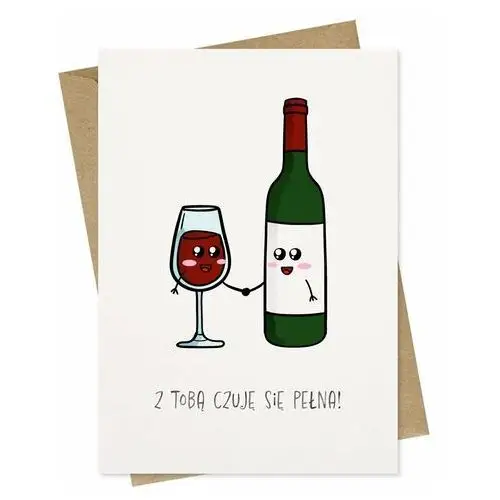 Kartka okolicznościowa A6 Kieliszek i Wino dla Niego, śmieszna / Papierove Love