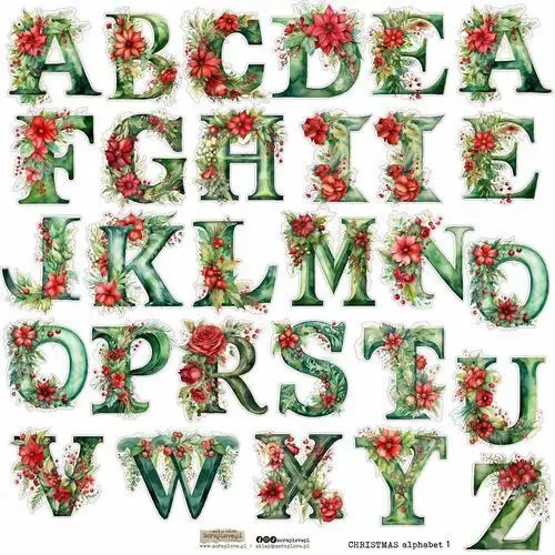 NAKLEJKI PAPIEROWE 24x24 ScrapLove - Christmas alphabet 1