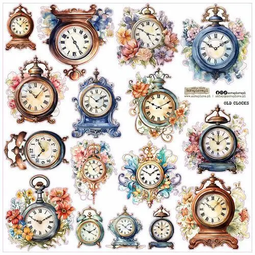 NAKLEJKI PAPIEROWE 24x24 ScrapLove - Old Clocks
