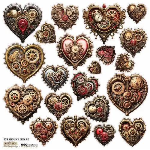 NAKLEJKI PAPIEROWE 24x24 ScrapLove - Steampunk Heart